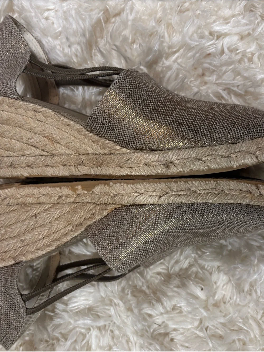Sesto Meucci Linomet Bronze Metallic Espadrille Slingback Wedges-7M